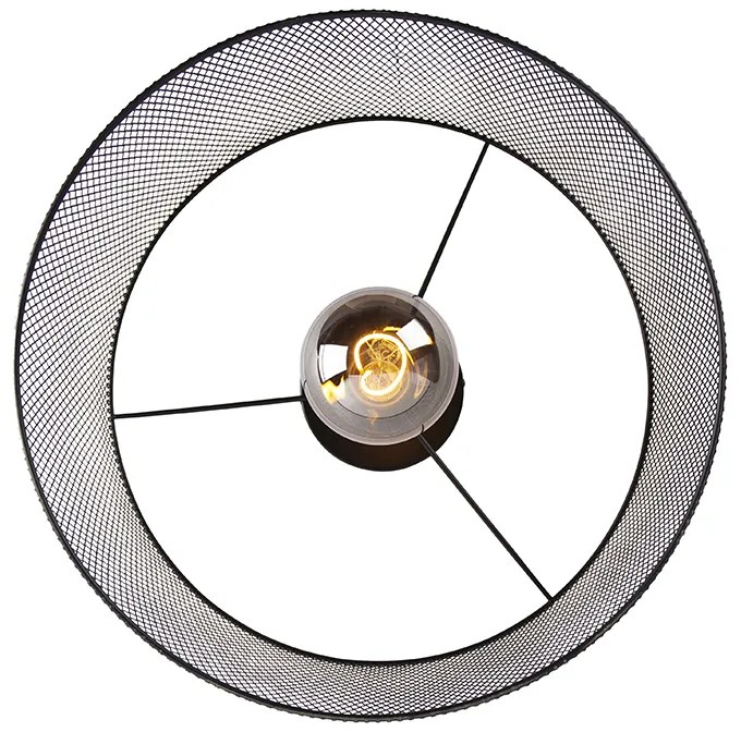 Industriële plafondlamp zwart - Drum Mesh