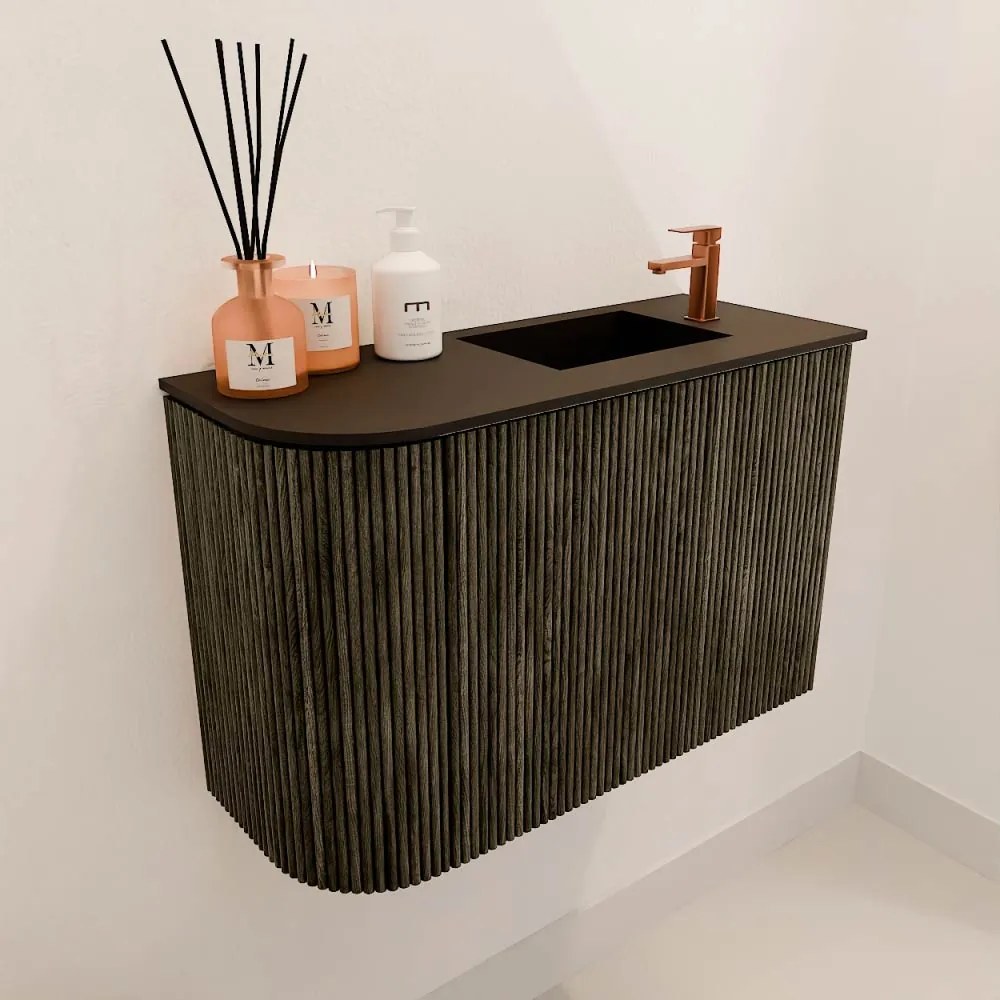 Mondiaz Joya 60cm toiletmeubel ronding links shadow met wastafel faye rechts 1 kraangat urban