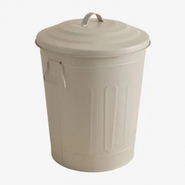 Prullenbak Met Deksel Van Gegalvaniseerd Staal Susi Tapioca Beige & 20 L - Sklum