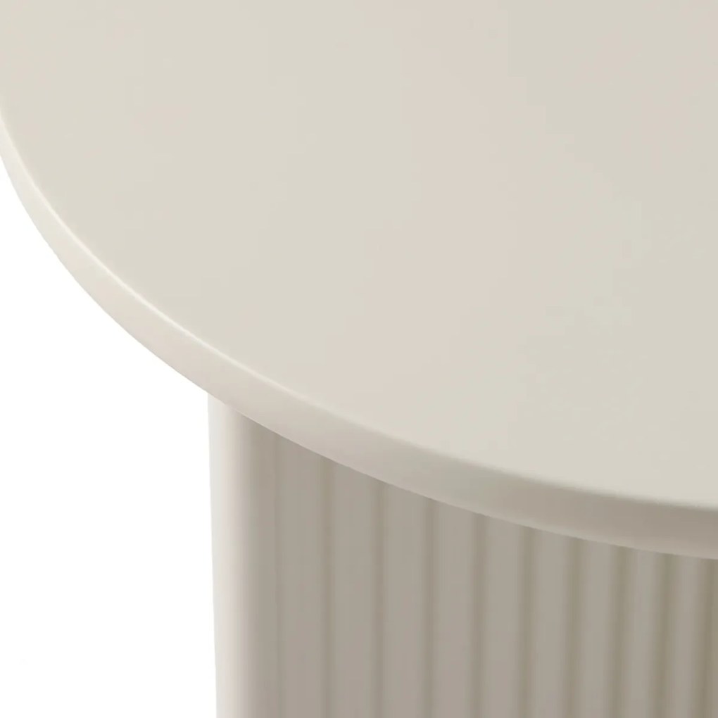 Greige Tafeltje Rond Met Ribbels - 50 X 50cm.