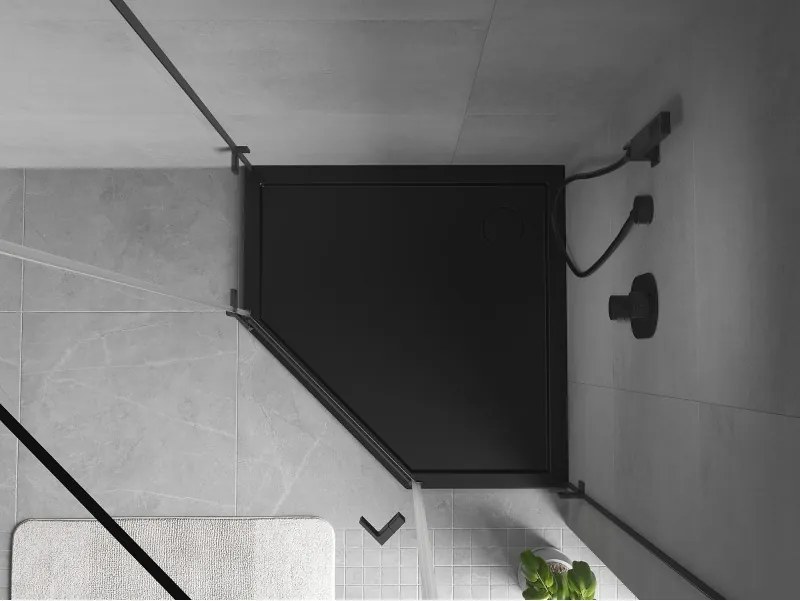 Mexen Flow piëcihoekige douchebak slim 90 x 90 cm, zwarte mat - 46P709090