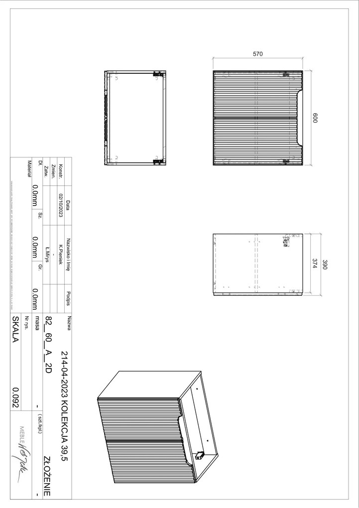 Comad Nova Black onderkast met 2 deuren 60x40x60cm zwart