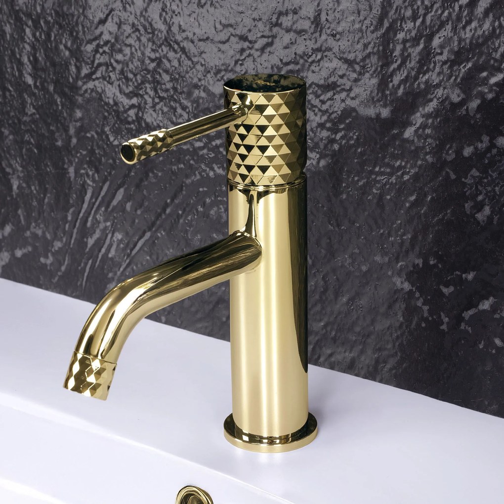 Wastafelkraan Rea Lungo Diamond Gold Low