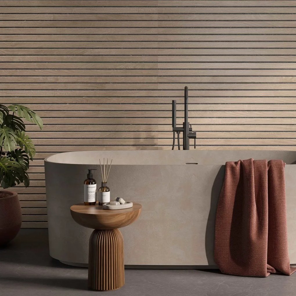 Valence Madeira wandtegel 60x120cm eiken met zwarte voeg gerectificeerd