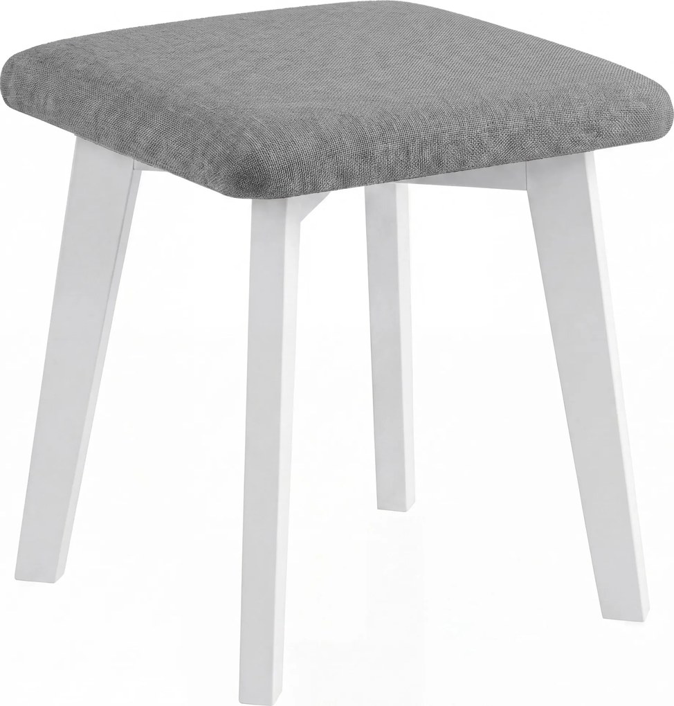 Mazzoni MILO Lichtgrijs (stof Sawana 21)/wit beuken onderstel - VIERKANTE GESTOFFEERDE KRUK VOOR KEUKEN/WOONKAMER