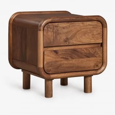 Pack Van 2 Nachtkastjes 50x45 Cm Van Mangohout Gina Donker Handvat Hout - Sklum