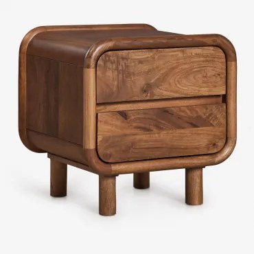 Pack Van 2 Rechthoekige Nachtkastjes 50x45 Cm Van Mangohout Gina Donker Handvat Hout - Sklum