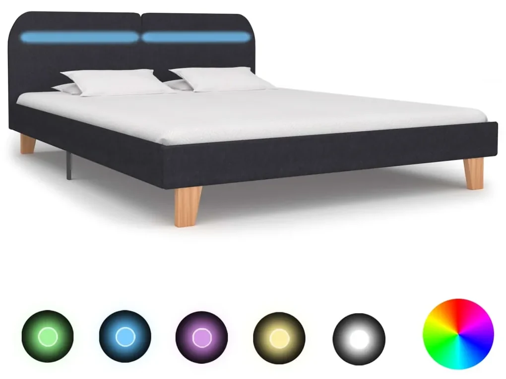 vidaXL Bedframe met LED stof donkergrijs 180x200 cm