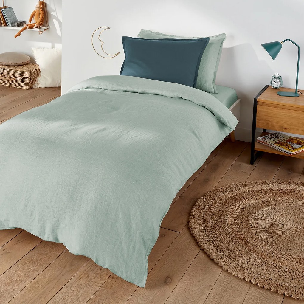 Hoeslaken in gewassen linnen, omslag 30 cm, Linot