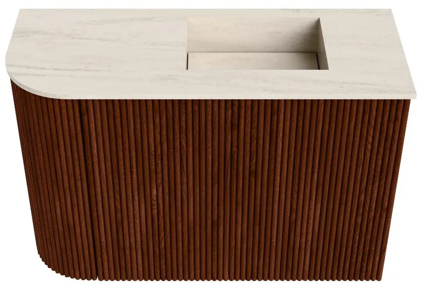 Mondiaz Joya DLux 60cm toiletmeubel ronding links ruby met wastafel faye rechts zonder kraangat meli
