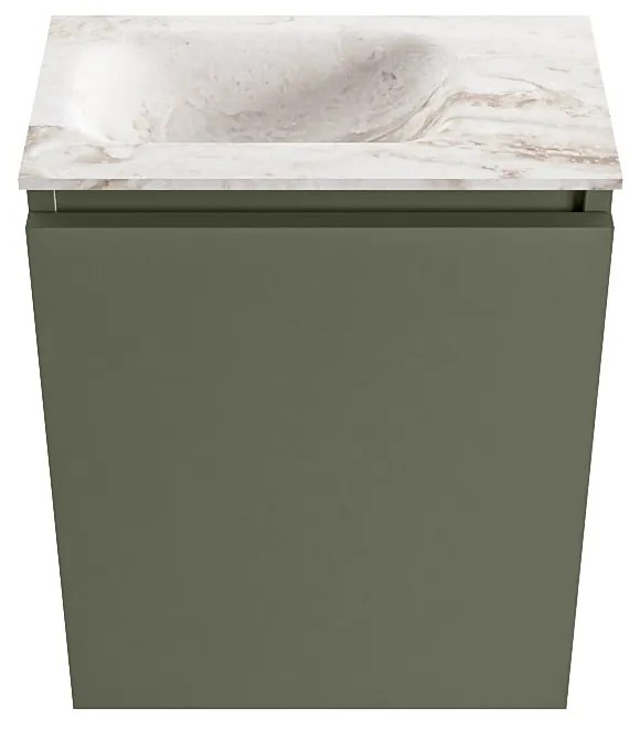 Mondiaz Ture DLux toiletmeubel 40cm army met wastafel frappe links met kraangat