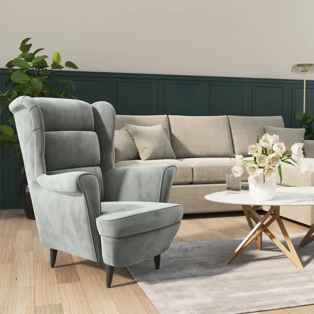 vidaXL Fauteuil fluweel lichtgrijs