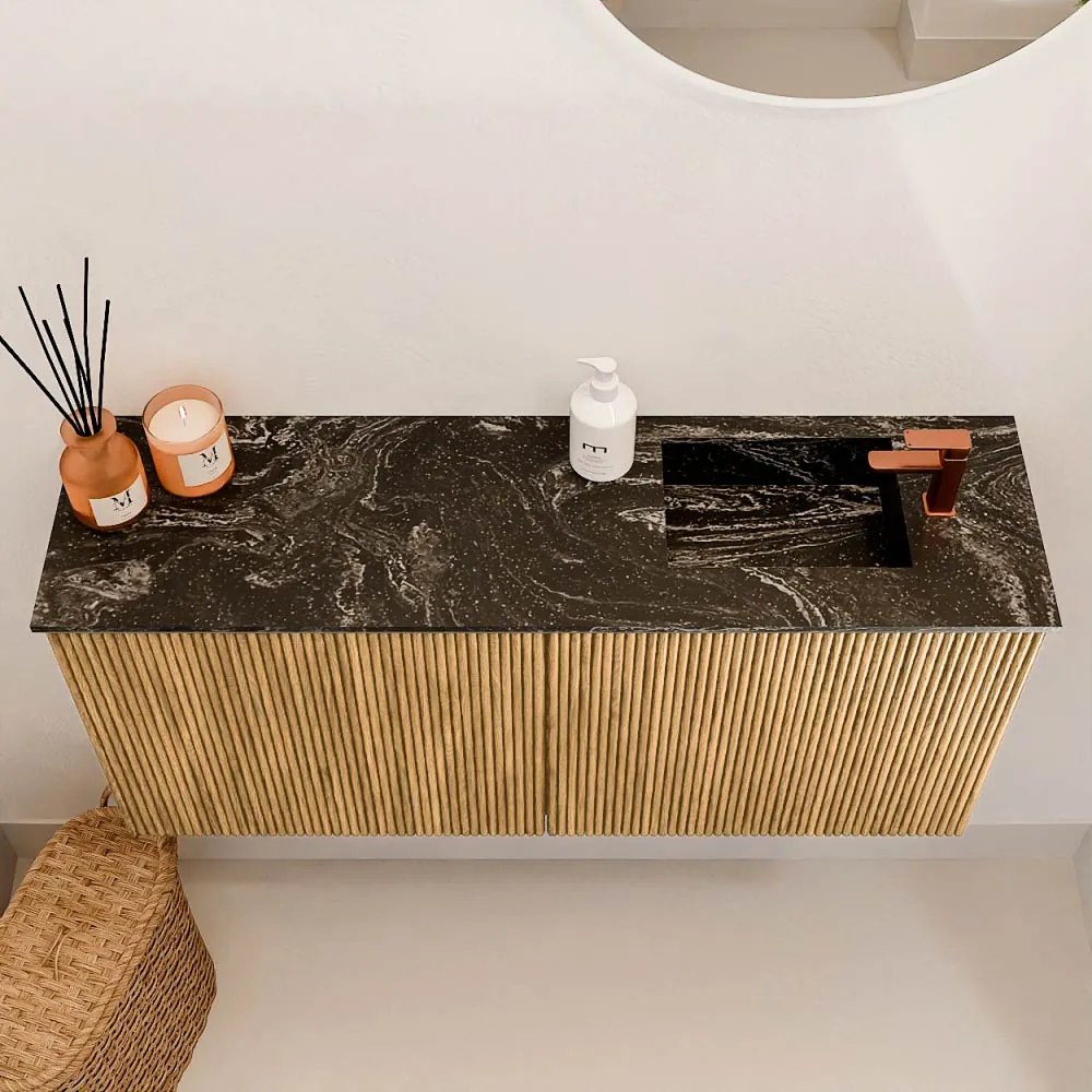 Mondiaz Joya DLux 90cm toiletmeubel oak met wastafel faye rechts 1 kraangat lava