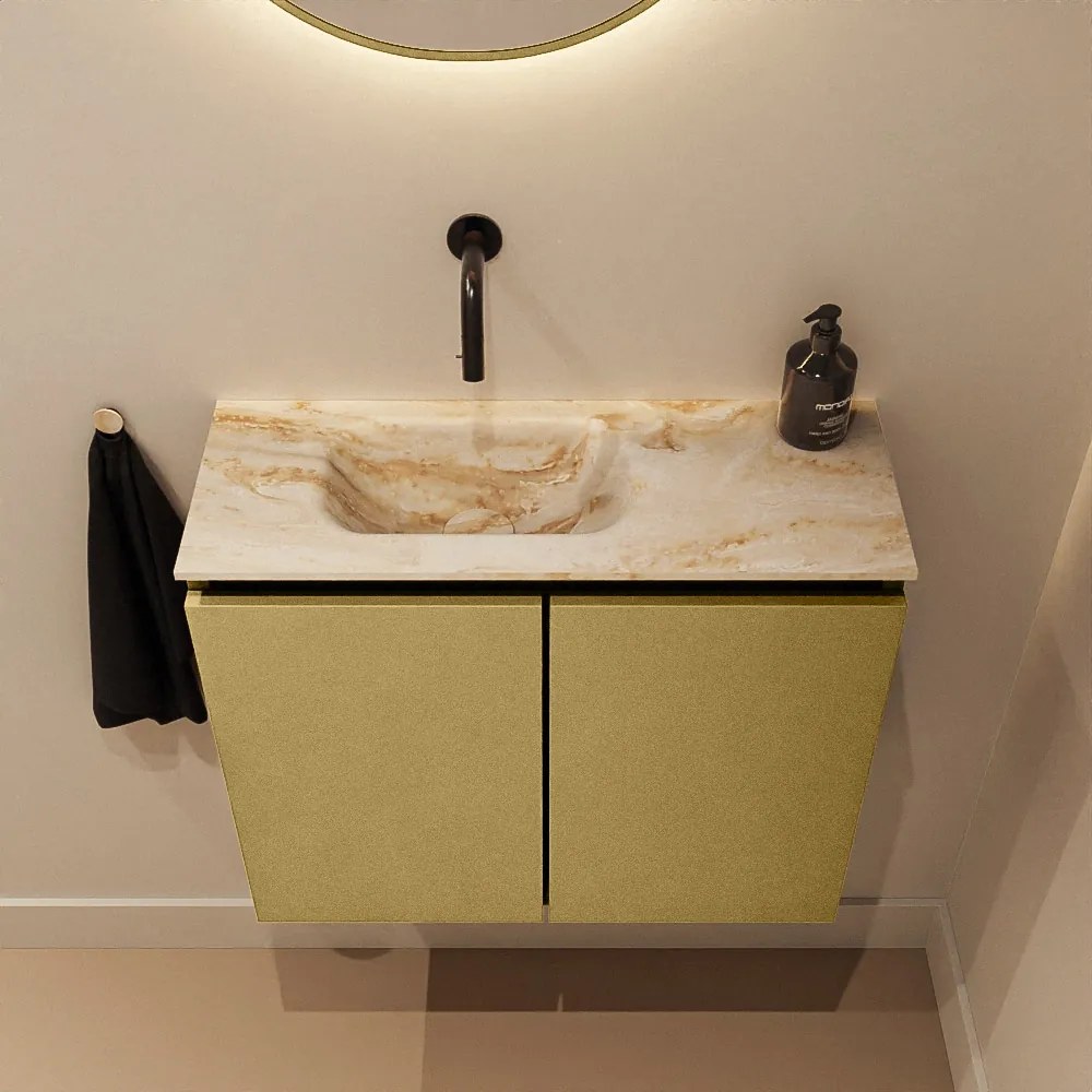 Mondiaz Ture DLux toiletmeubel 60cm oro met wastafel frappe links zonder kraangat