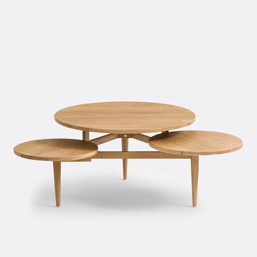 Salontafel met 3 bladen van eikenhout en fineer, Ruben