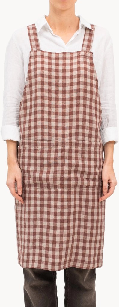 Linnen schort Chocolate Gingham