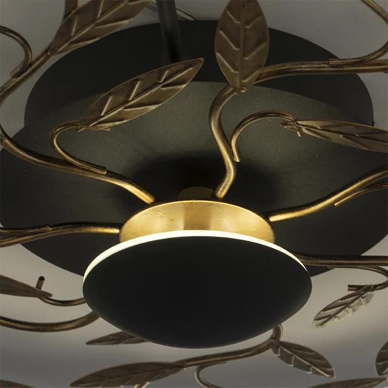 LED Art Deco plafonnière zwart met goud 3-staps dimbaar - Bota Art Deco rond Binnenverlichting Lamp