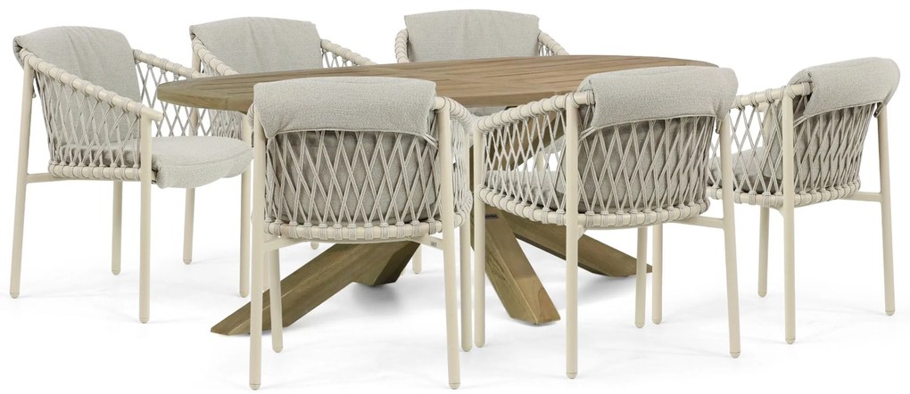 Tuinset 6 personen Aluminium/rope Taupe 4 Seasons Outdoor Allora/Boston