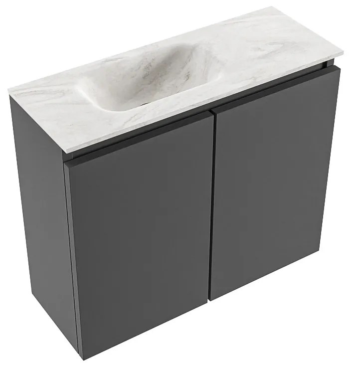 Mondiaz Ture DLux toiletmeubel 60cm dark grey met wastafel ostra links met kraangat