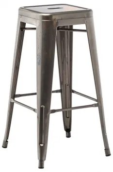 Stapelbare Set Van 4 Hoge Krukken Van Staal Lix ↑75 Cm & Geborsteld Grijs - Sklum