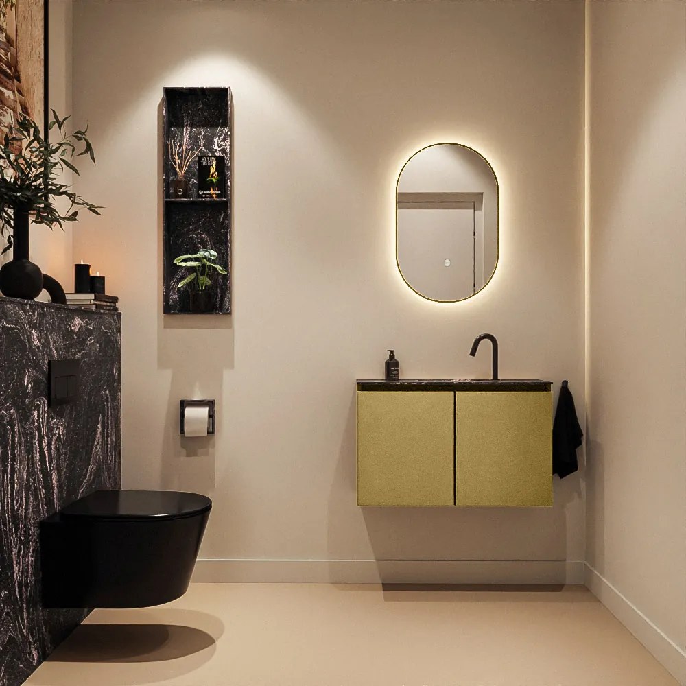 Mondiaz Ture DLux toiletmeubel 80cm oro met wastafel lava midden met kraangat