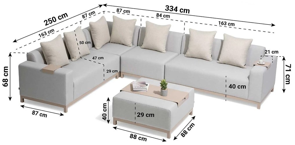 Hoek loungeset 6 personen Outdoor textiel Grijs De Laan Projects