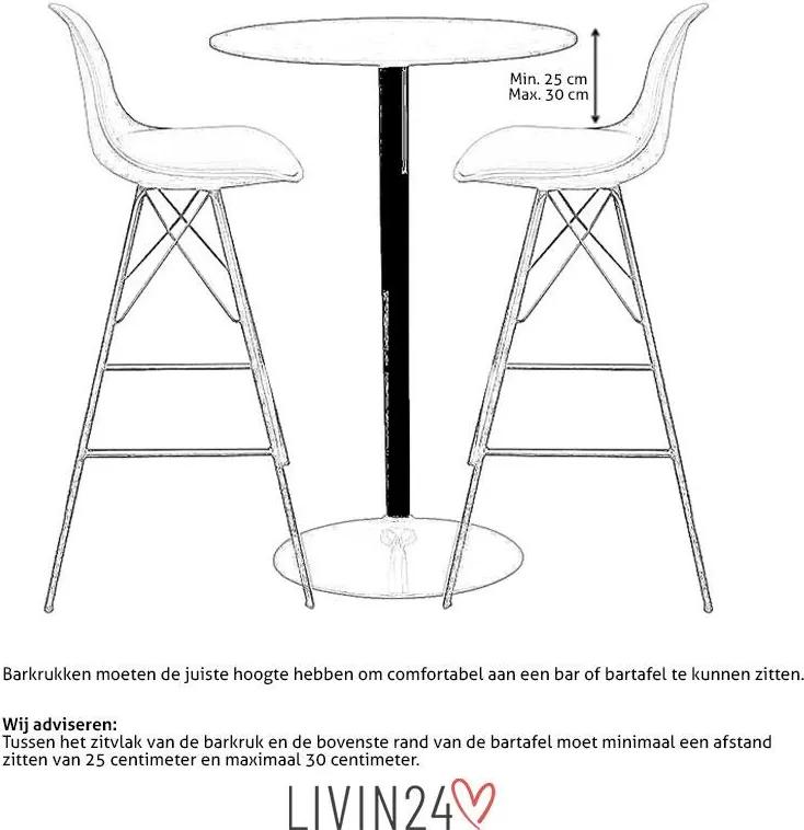 Livin24 | Barkruk Sofie zithoogte 76 cm x zitdiepte 30 cm x dikte zitting wit barkrukken materiaal zitting: polypropyleenmateriaal | NADUVI outlet