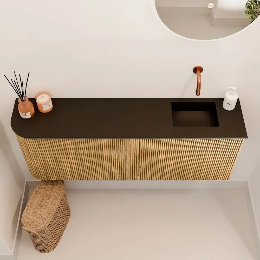 Mondiaz Joya 110cm toiletmeubel ronding links oak met wastafel faye rechts zonder kraangat urban