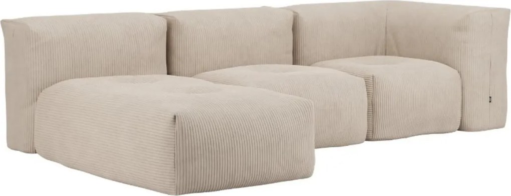 Soft Zitzak Indoor 3 Seater + Lounger - Corduroy Beige