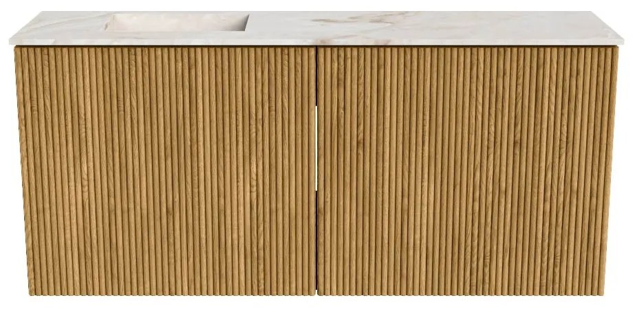 Mondiaz Joya DLux 90cm toiletmeubel oak met wastafel faye links zonder kraangat frappe