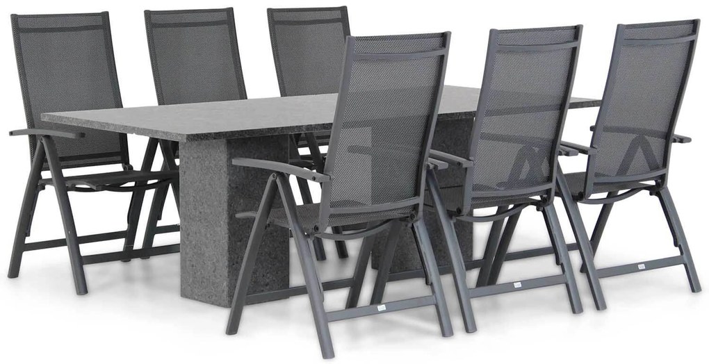 Tuinset 6 personen 220 cm Aluminium/Textileen /Graniet/Aluminium/textileen Grijs Presto Vasto/Graniet