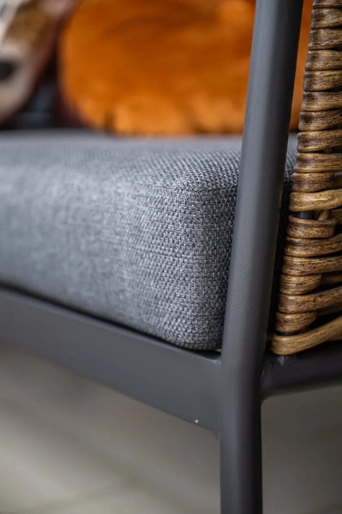 GI Bali loungeset (4-delig) - Naturel Rotan/Carbon Black