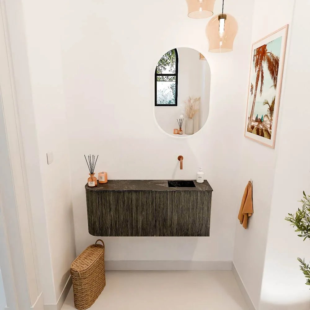 Mondiaz Joya DLux 100cm toiletmeubel ronding links shadow met wastafel faye rechts zonder kraangat lava
