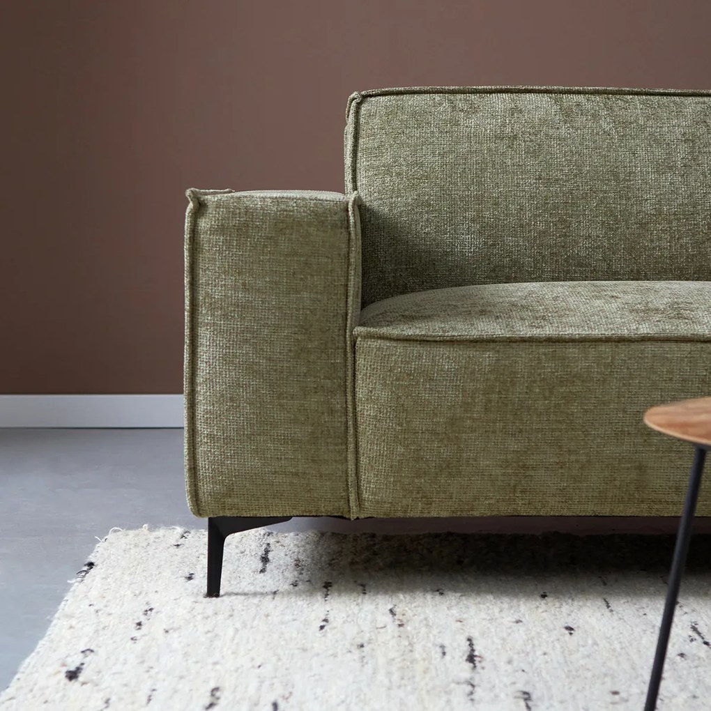 PEPP Interiors River Moderne Hoekbank Groene Stof Ottoman Rechts Idesin Majestic 607