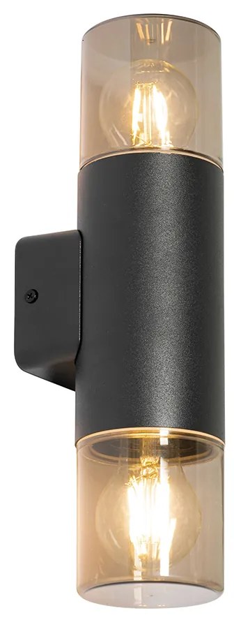 Moderne buiten wandlamp zwart 2-lichts IP44 - Odense Modern E27 IP44 Buitenverlichting rond