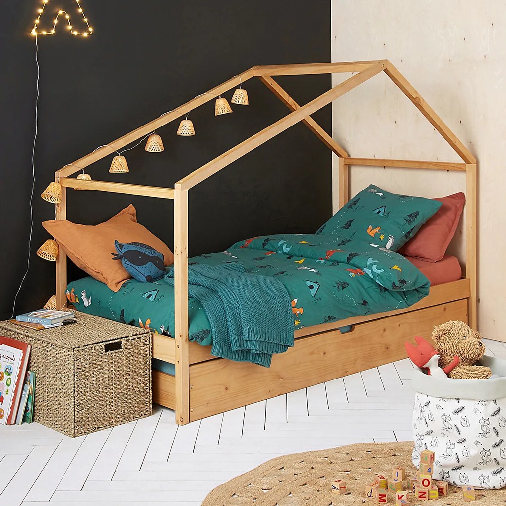 Caban bed in massief dennenhout met lattenbodem Spidou
