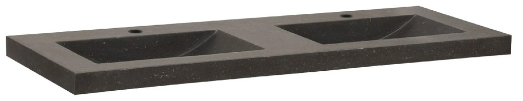 Sanituba Corestone dubbele wastafel basalt met twee kraangaten 120cm