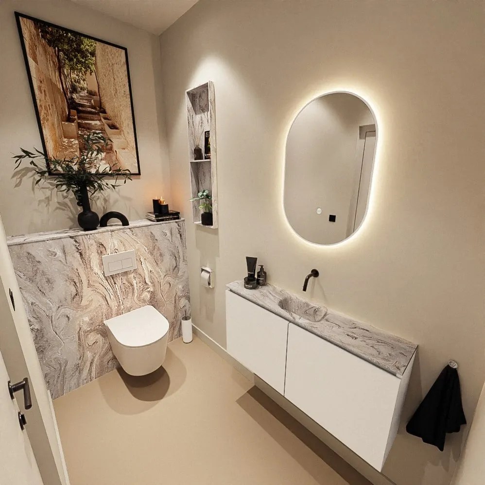 Mondiaz Hope toiletplaat solid surface 100x125cm glace niet voorgeboord