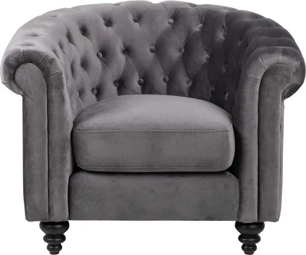 Chesterfield Fauteuil Fluweel Grijs
