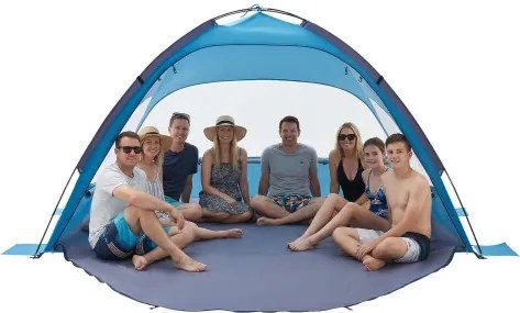 VEVOR strandtent met zonnescherm voor 8 personen, UPF 50+ bescherming, draagbare strandtent met draagtas en grondankers, lichtgewicht strandparasol voor kamperen, vissen, picknicken, zonnetent
