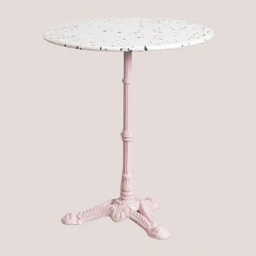 Ronde Terrazzo Bartafel (ø60 Cm) Volutto Suikerspinroos & Ivoorkleurig Terrazzo - Zwart - Sklum