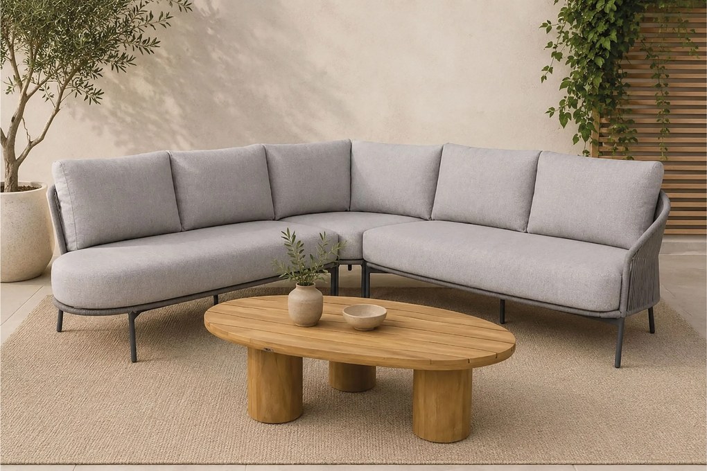 Hoek loungeset 5 personen Rope Grijs  4 Seasons Outdoor Florence/Riah