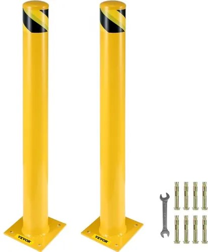 VEVOR 2 stuks 122 cm parkeerbeveiligingspaal, parkeerpaal, 20 x 20 cm parkeerpaal, parkeerpaal, verkeersbuispaal, geschikt voor binnen- en buitenparkeerplaatsen