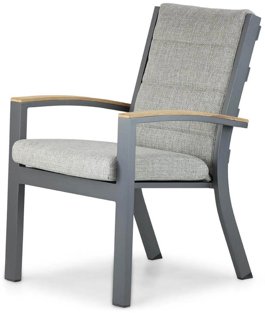 Tuinset Ronde Tuintafel 6 personen 150 cm Aluminium/teak Grijs Osmen Midura/Fabriano