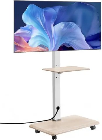 VEVOR Rollende TV-standaard voor 812,8-1778 mm TV's tot 40 kg, 25° links-rechts draaibaar en in hoogte verstelbare TV-beugel met plank voor slaapkamer/woonkamer (max. 600 x 400 mm)
