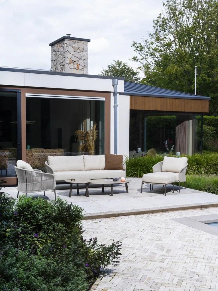 Taste by 4 Seasons Salute set loungetafels amber met keramische bladen Ø 60 en 120 x 65 cm Loungetafel   beige weerbestendig