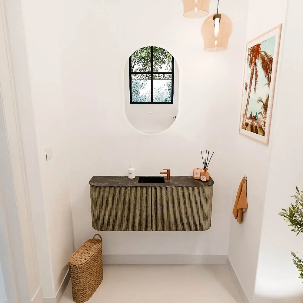 Mondiaz Joya DLux 105cm toiletmeubel ronding links/rechts dusk met wastafel faye midden 1 kraangat lava