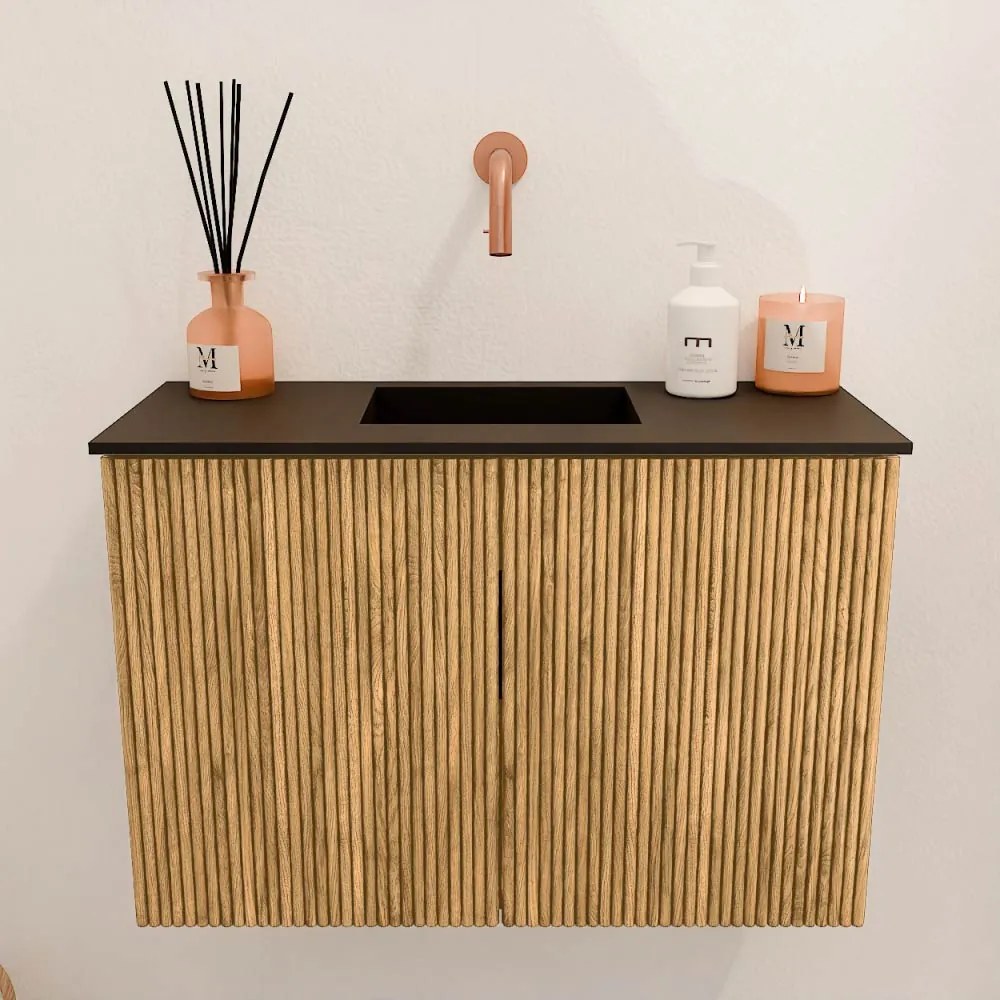 Mondiaz Joya 60cm toiletmeubel oak met wastafel faye midden zonder kraangat urban
