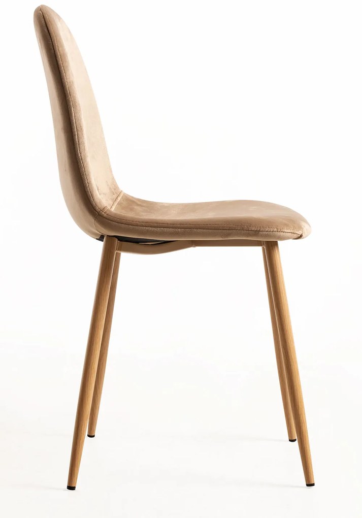 Set van 4 Teok Fluwelen Stoelen