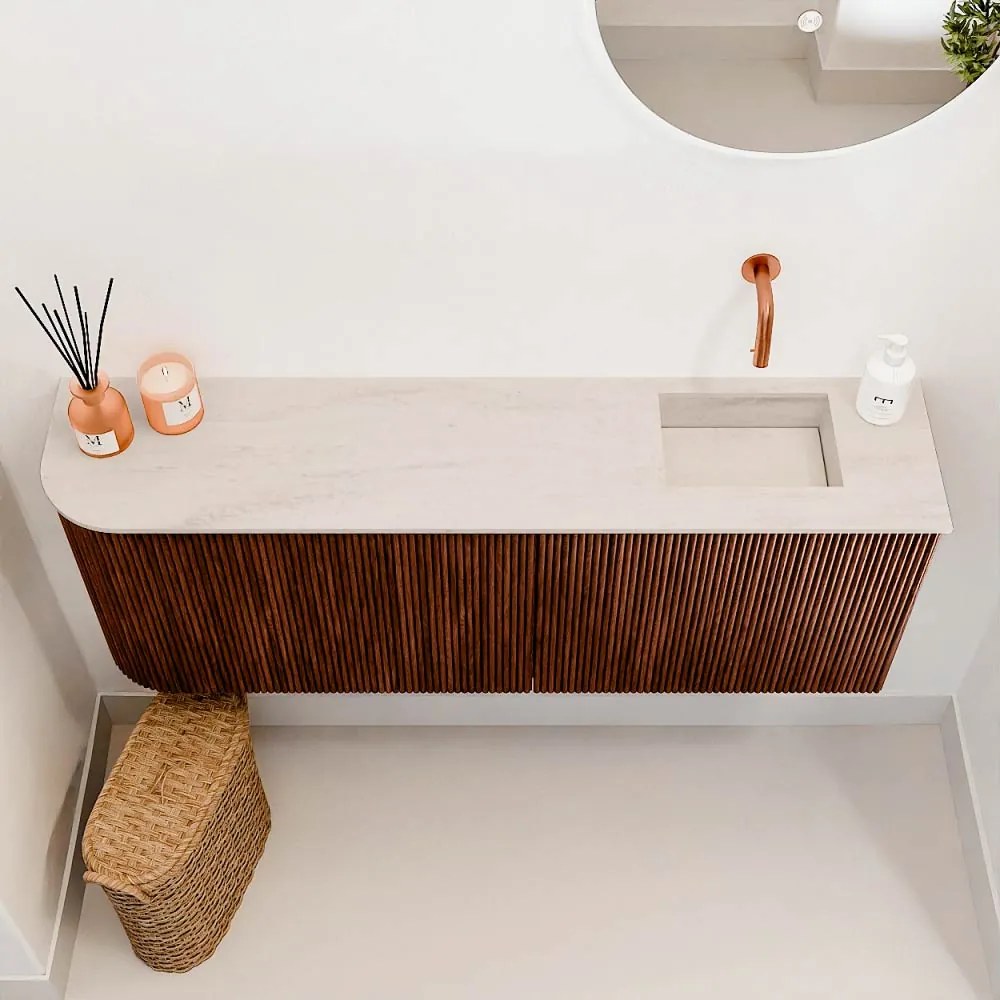 Mondiaz Joya DLux 110cm toiletmeubel ronding links ruby met wastafel faye rechts zonder kraangat meli